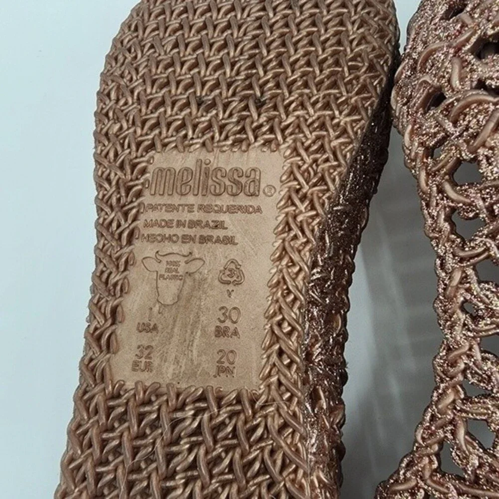 Melissa x Campana Glitter Jelly Rose Gold  Flats Size 1